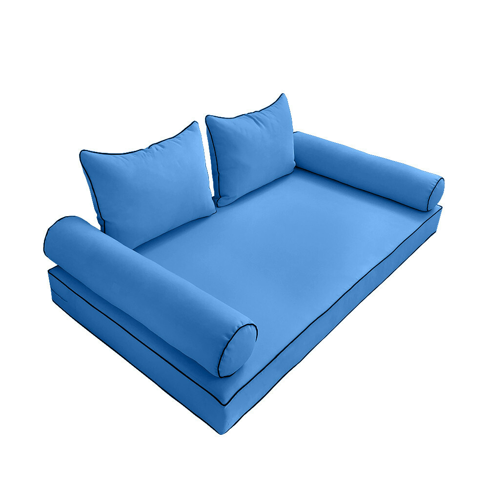 Style4 5PC Contrast Pipe Daybed Mattress Cushion Complete Set Twin Size AD102