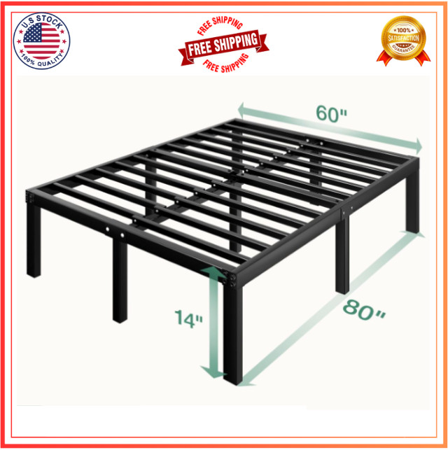 Queen Bed Frame, 14 Inch Metal Platform Bed Frame Queen Size with Storage Space