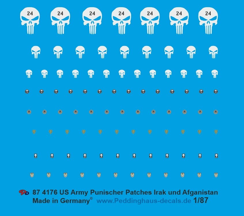 Peddinghaus 1/87 US 24th IR Deuce Four Skull Punisher Insignia Patches Decals