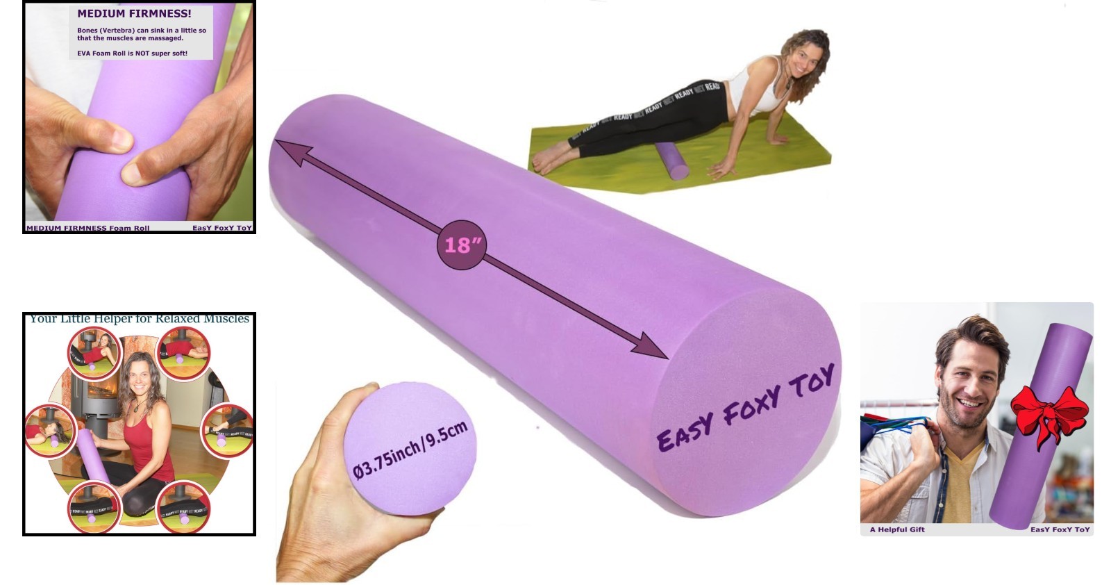 Personal Massage Roller - 4″ Medium-Hard EVA Foam for Effective Pain Management