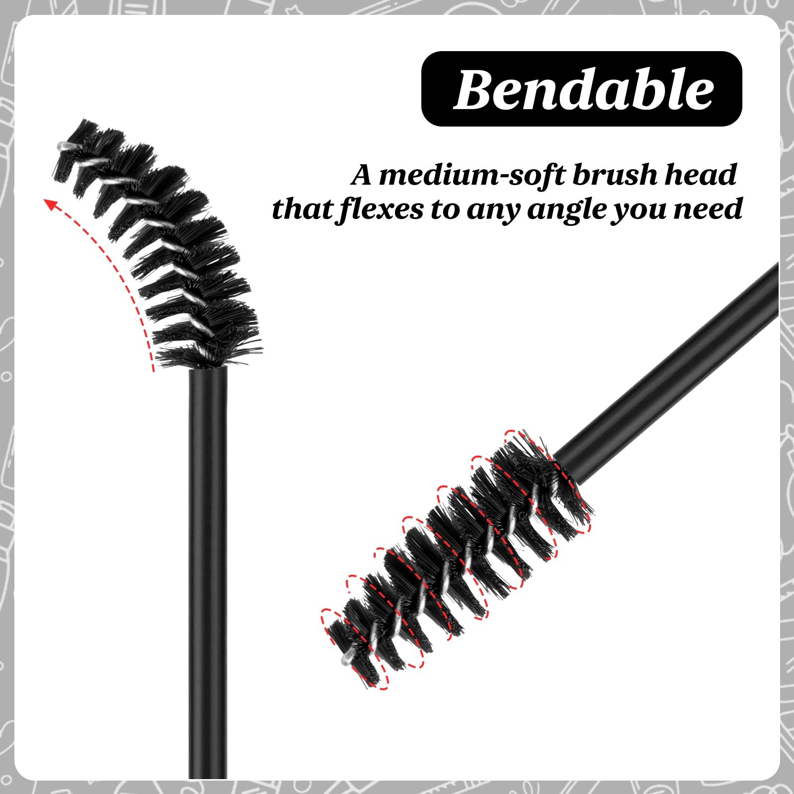 600 Pcs Disposable Mascara Wands Eyelash Brushes with Spoolie Container
