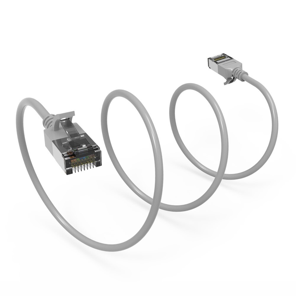 0.5FT Cat8 RJ45 Network LAN Ethernet U/FTP Shielded Patch Cable Slim 30AWG Gray