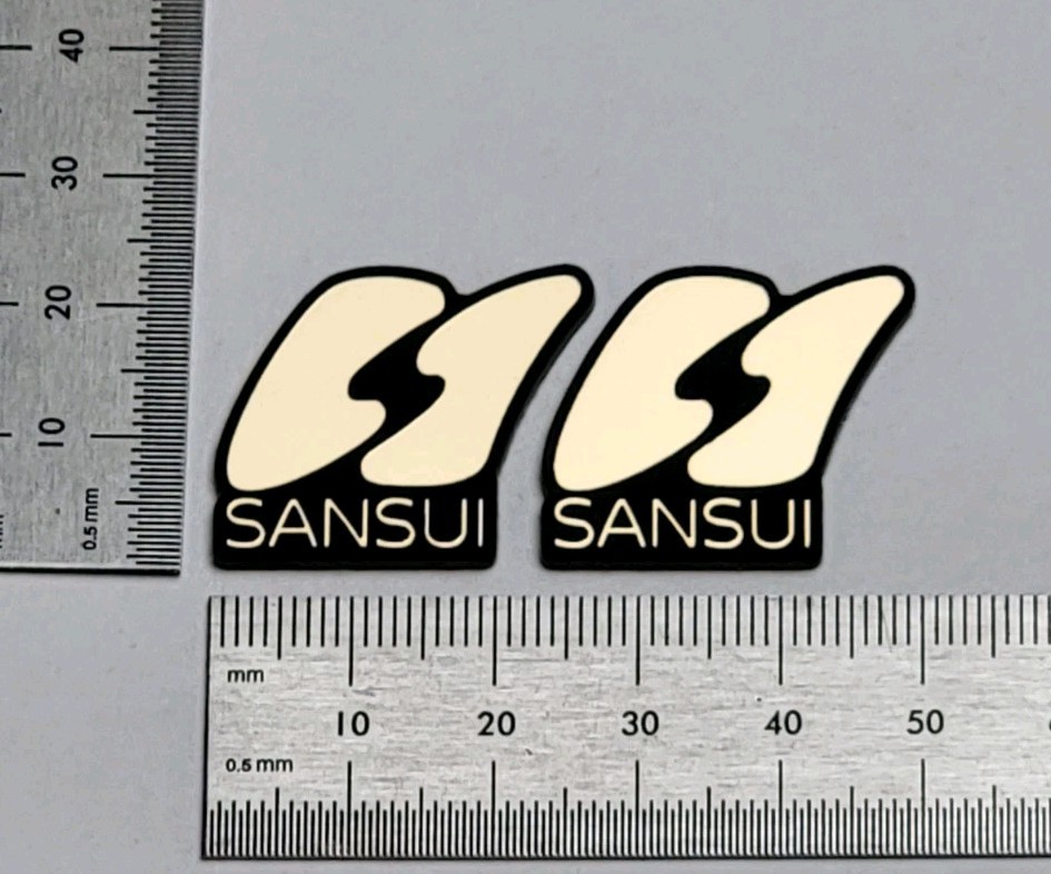 Sansui CS Speaker Badge Logo Emblem Premium Gold Pair With Self Stick Adhesive