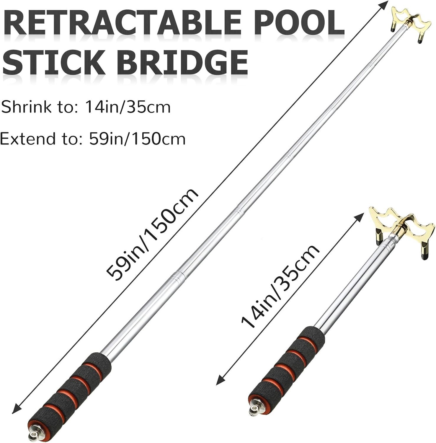 Retractable Billiards Cue Rest with Brass Bridge Head for Ultimate Precision