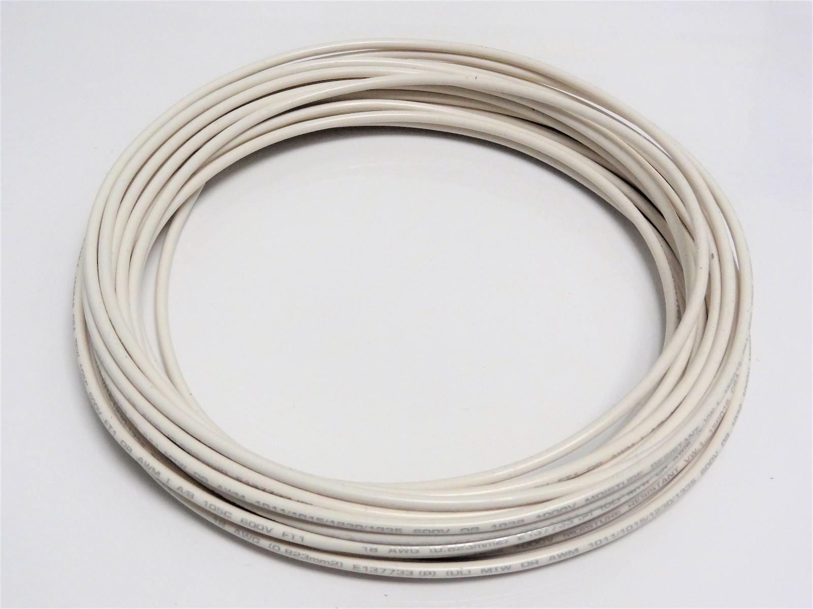 18 GAUGE WIRE WHITE 25 FT PRIMARY AWG STRANDED COPPER POWER REMOTE MTW  MACHINE