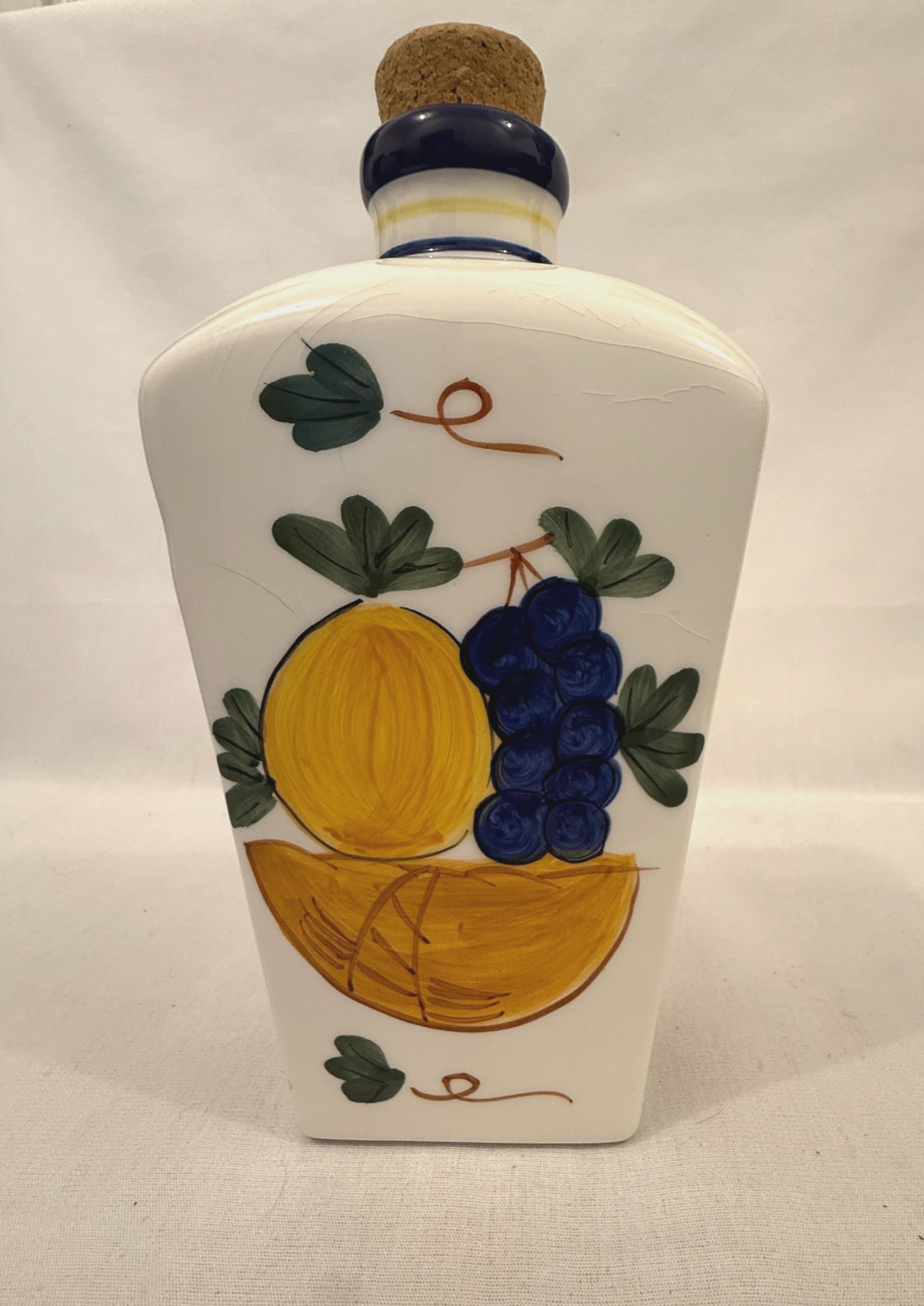 Cordon Bleu BIA Cheery Hand Painted Decanter Bottle All Around Design Read 9 in