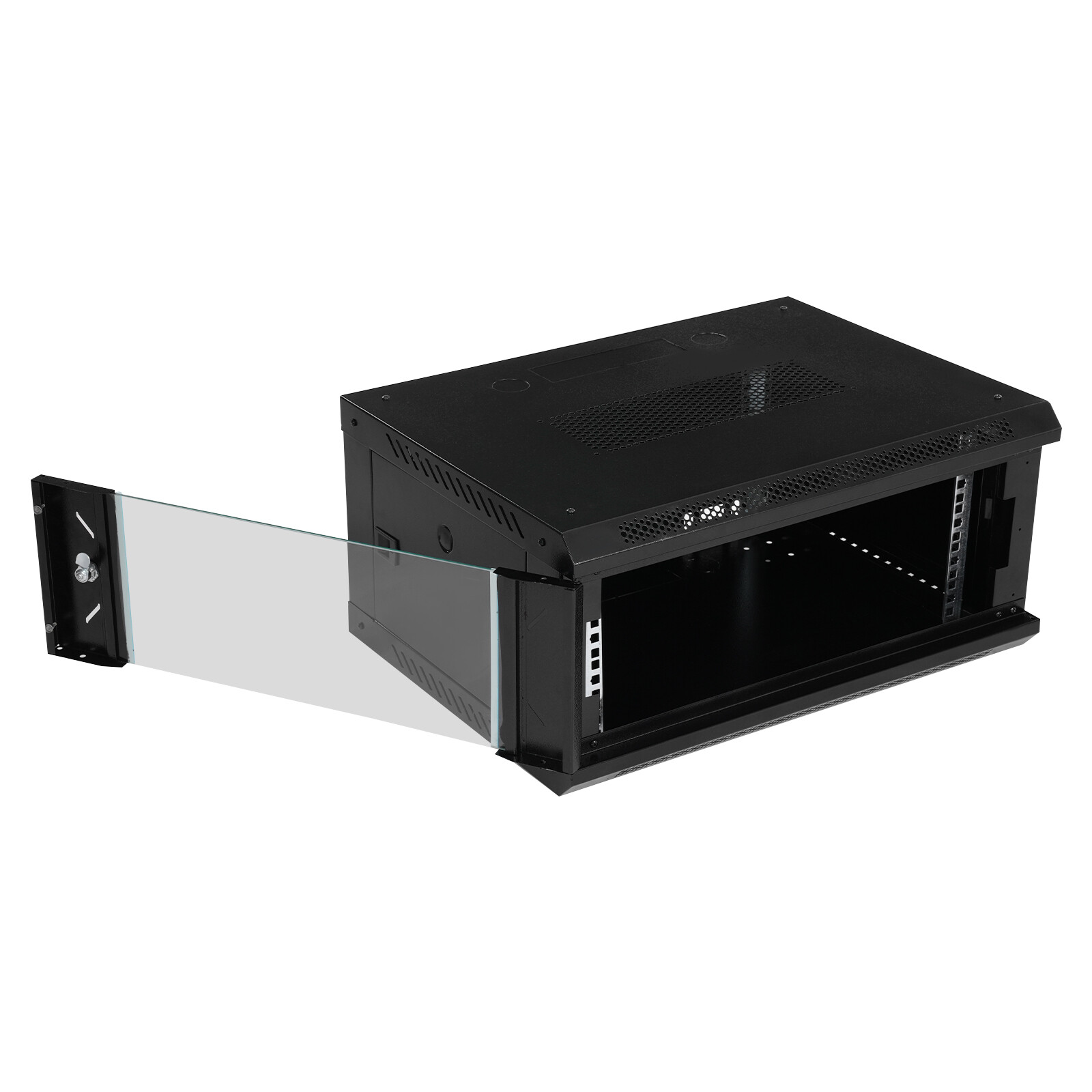 4U Rack Mount Server Cabinet Case Deep Drawer Lockable With Key Glass Door