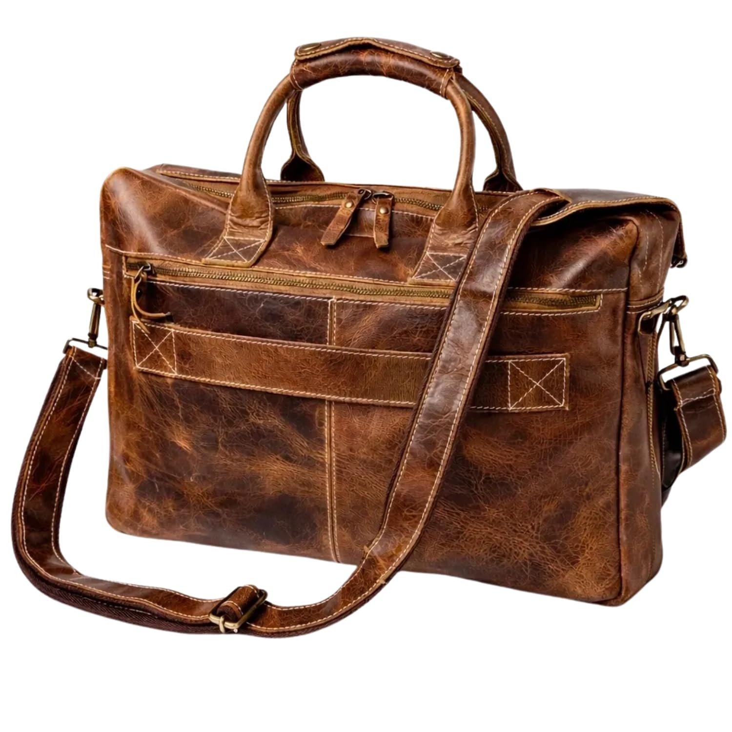 DEBKIN CONNECTED Leather Briefcase 18 inch Laptop Messenger Bag for Men and W...