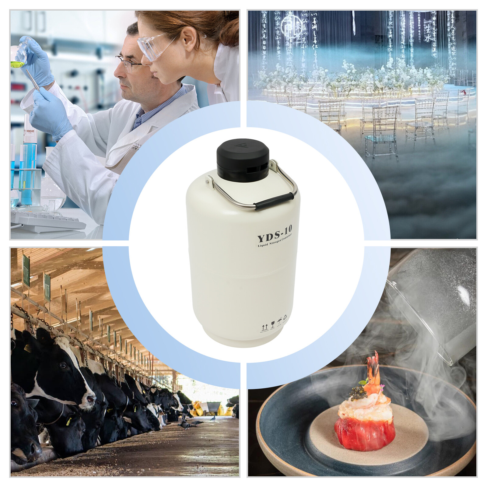 10L Liquid Nitrogen Tank, Cryogenic Container, 0.03Gal/Day Evaporation, Portable