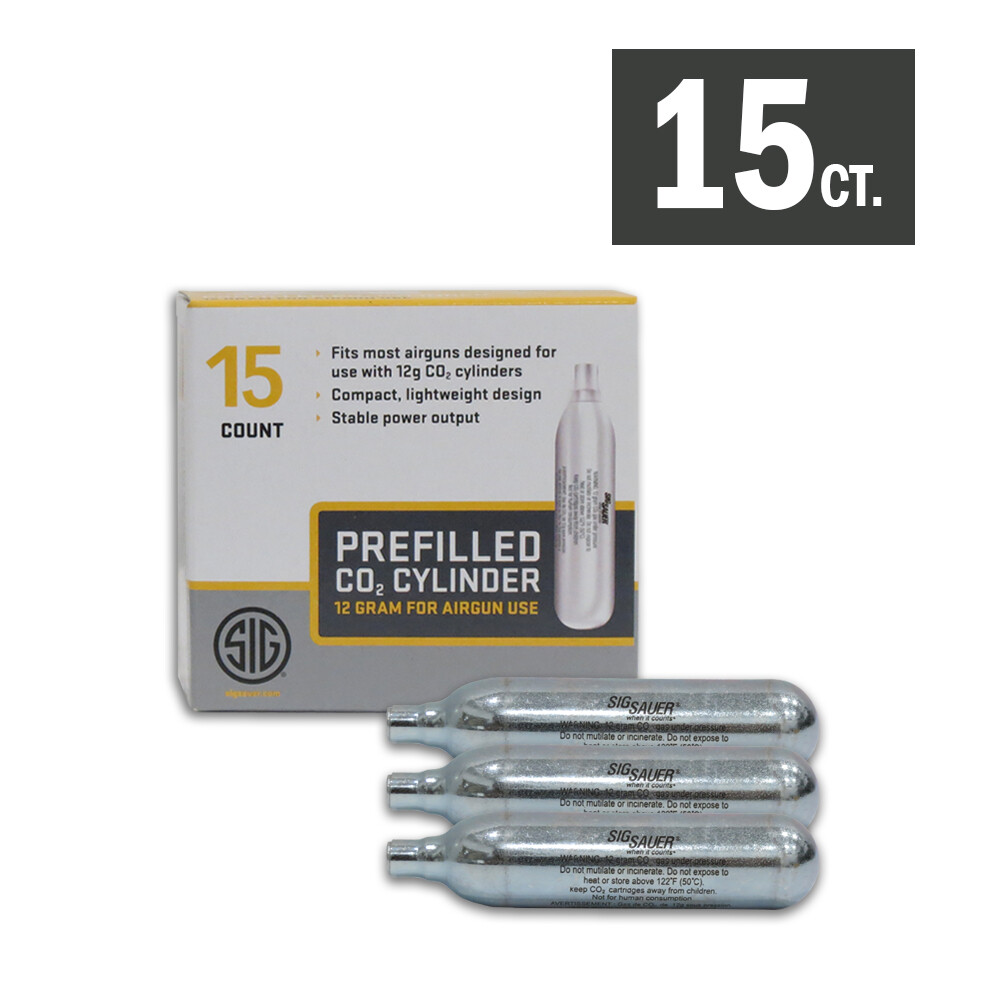 Sig Sauer CO2 Cylinder 12g Cartridges for Airsoft Airgun BB Pellet Gun 5ct, 15ct