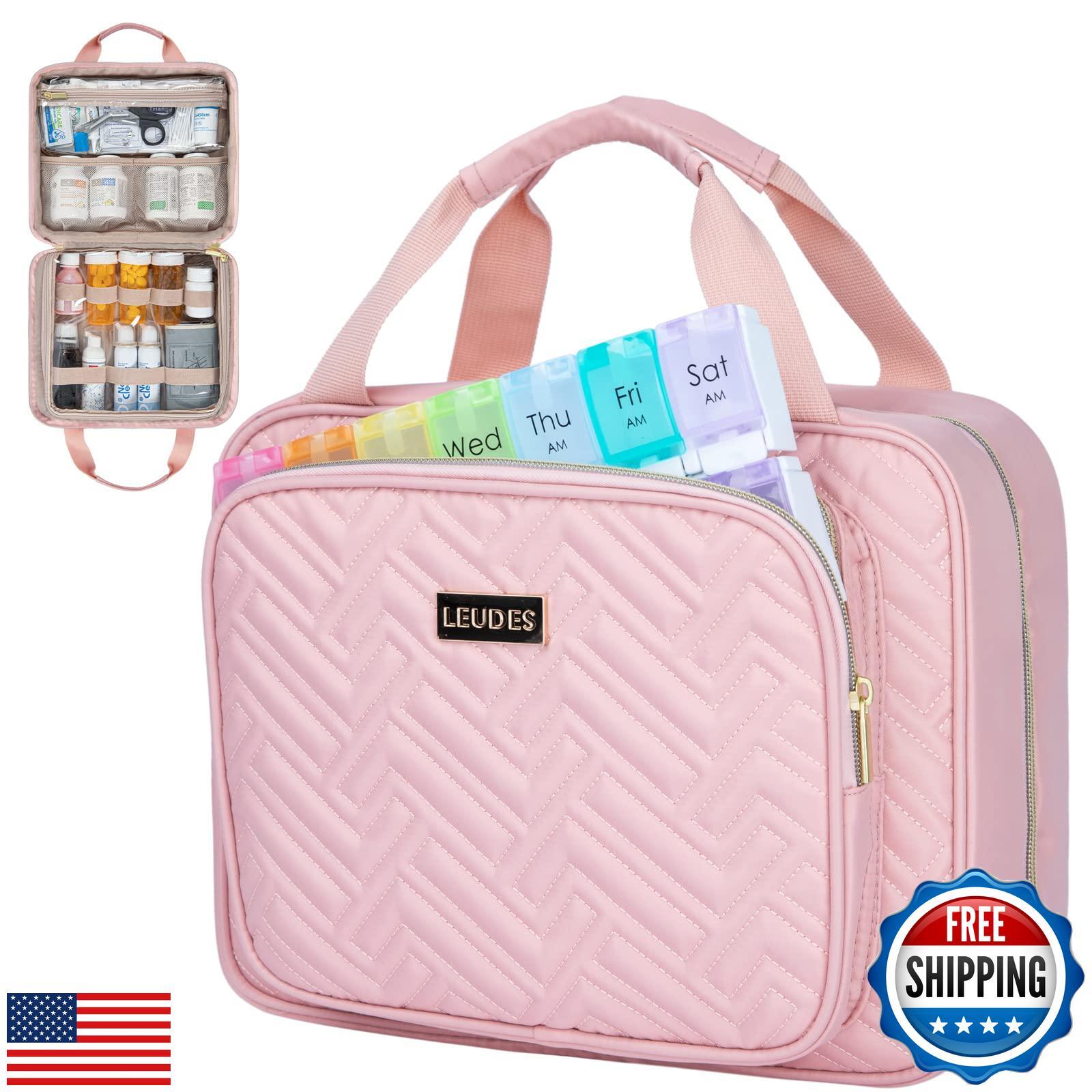 Leudes Travel Pill Bottle Organizer,Medicine Organizer and Storage,Home Medic