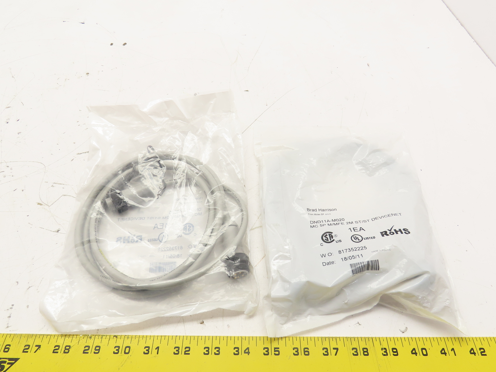 Brad Harrison DND11A-M020 Molex Cable 5P 2M ST/ST DeviceNet (Lot of 2)