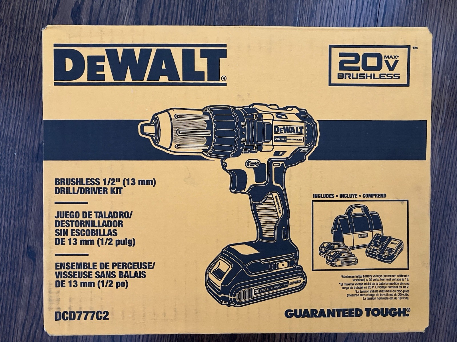 DeWalt Brushless 1/2” Drill Drive 20V Kit Batteries Bag DCD777C2 Sealed New