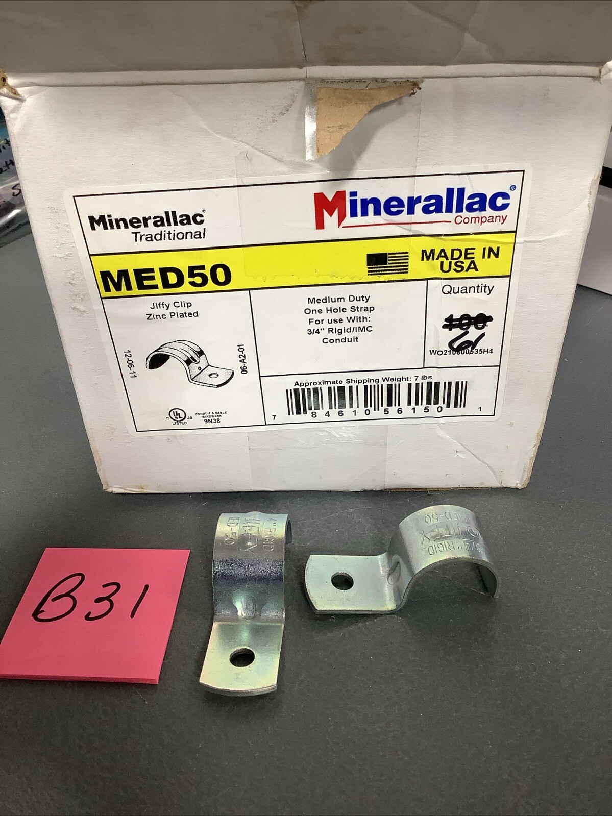 Minerallac Med Duty 1 Hole   3/4” Rigid/IMC Conduit MED50 JIFFY CLIP (Qty 61)