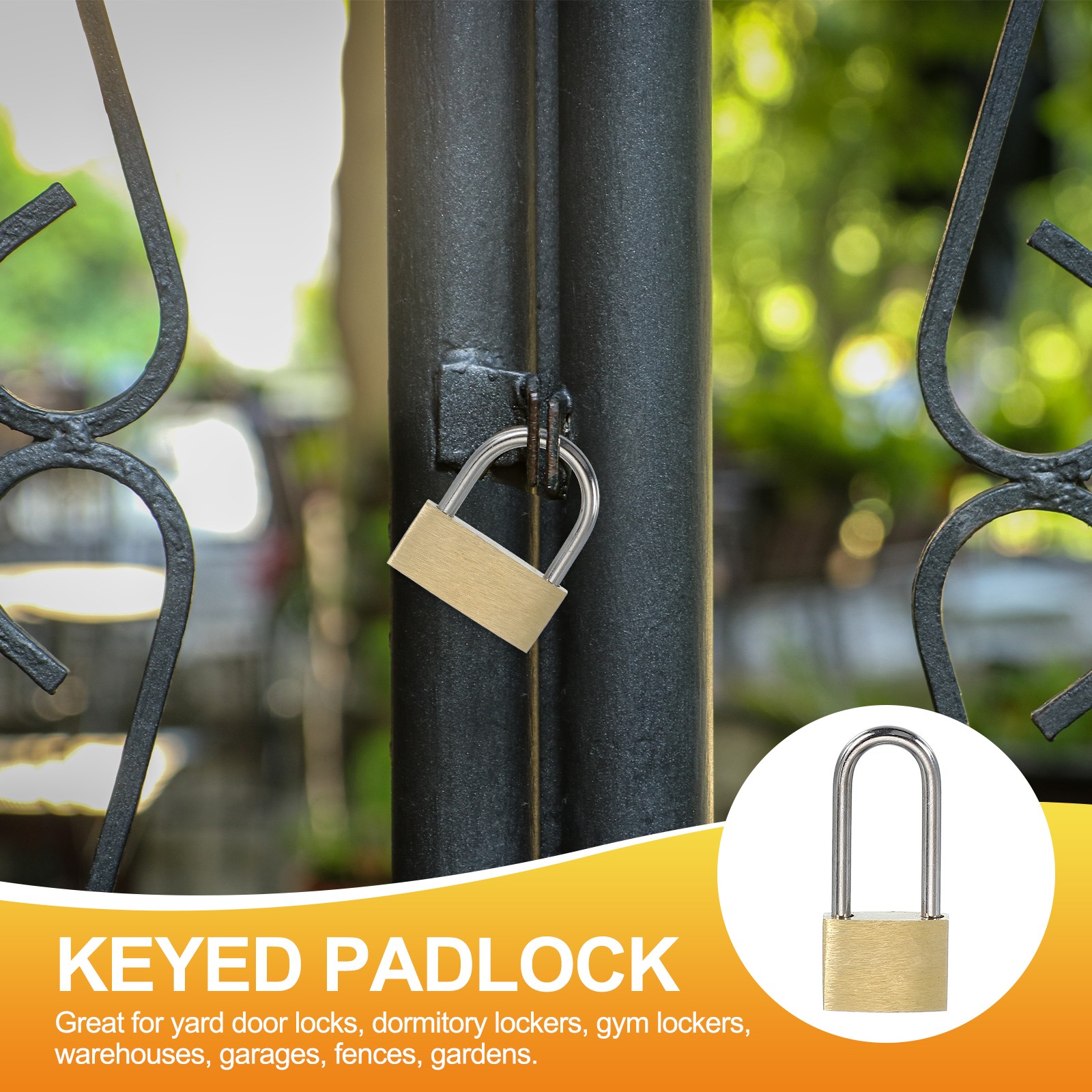 2 x Solid Brass Padlocks 1.6" Long Shackle Lock with 2 Keys