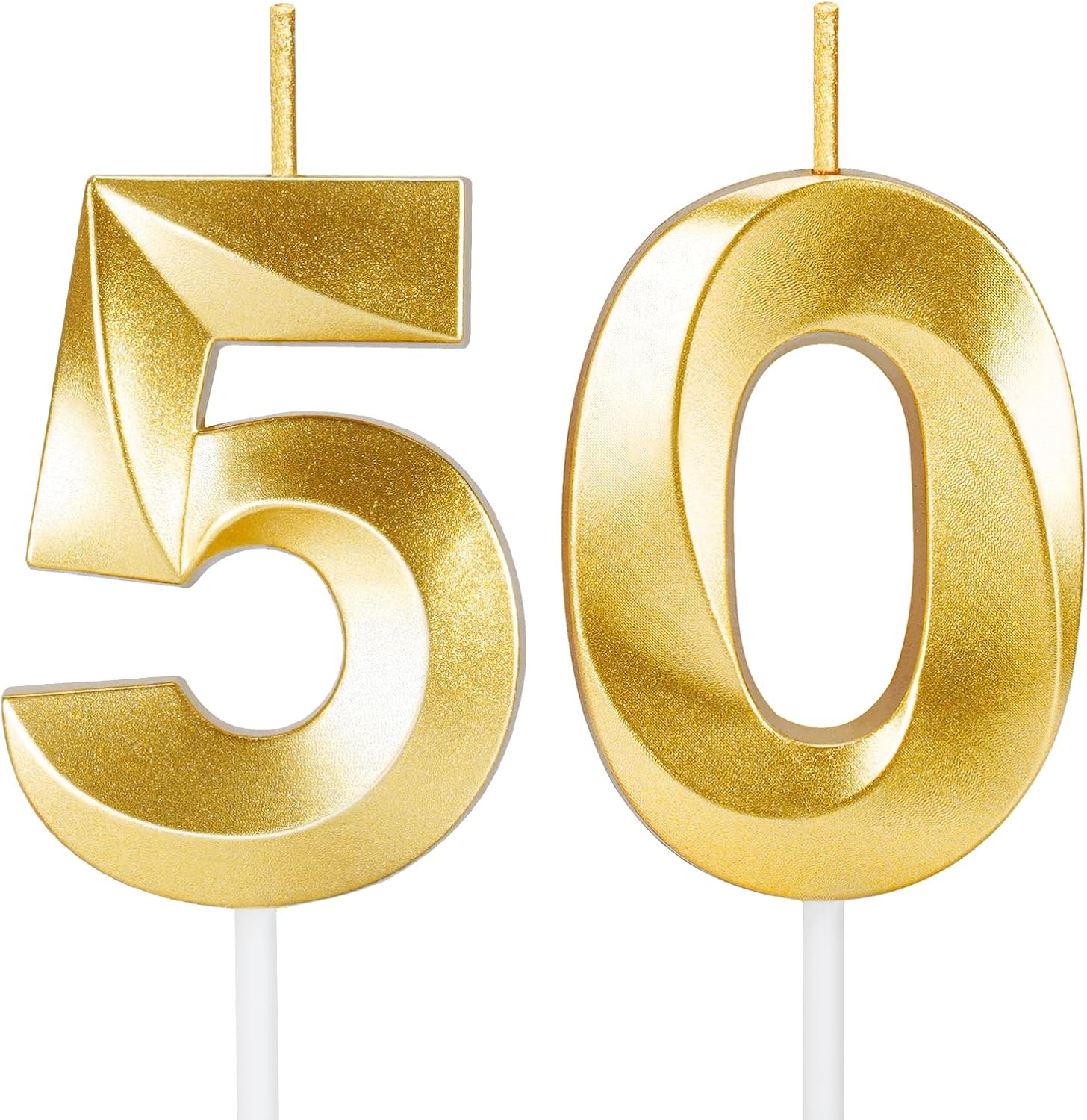50Th Birthday Candles for Cake,Gold Number Happy Gold