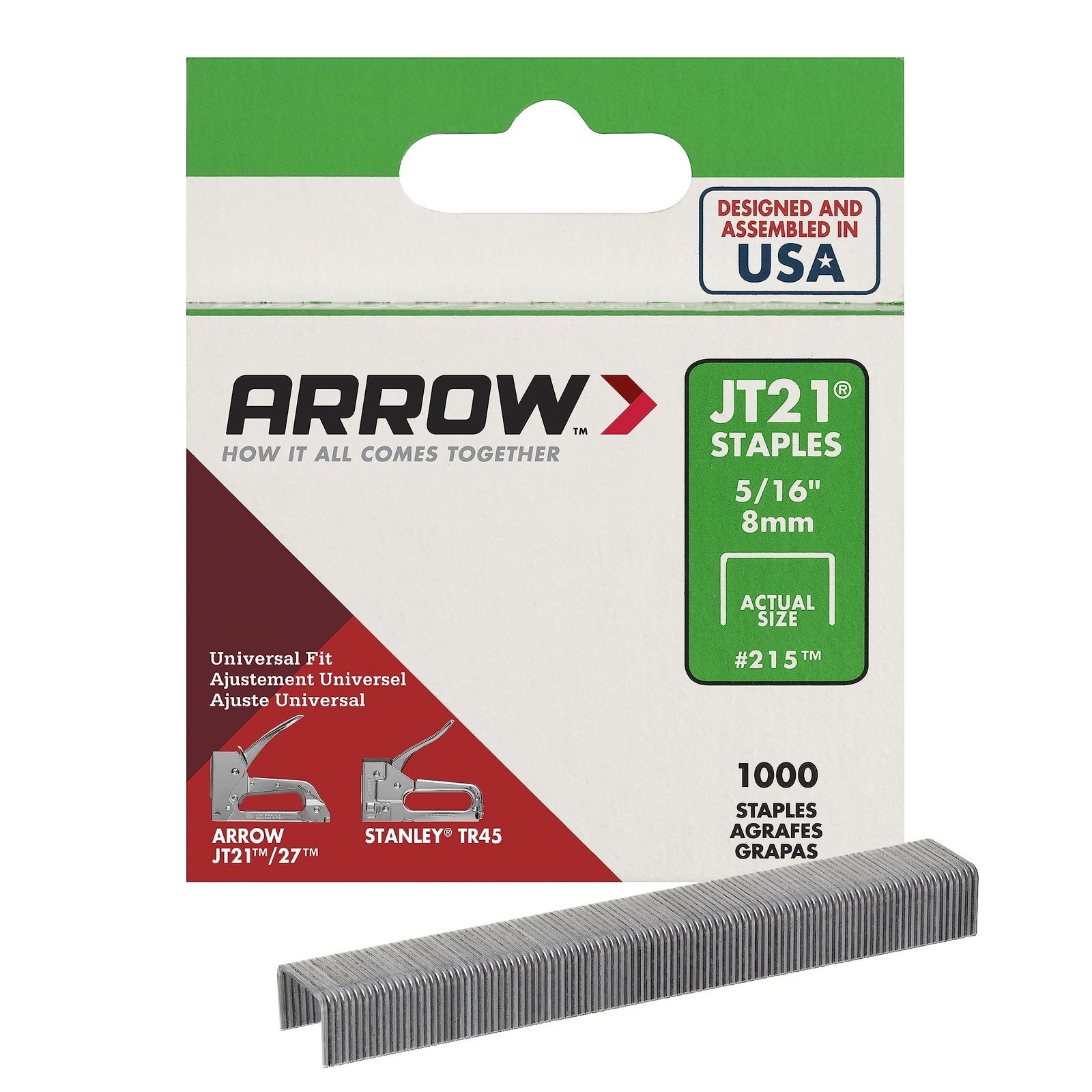 Arrow 215 JT21 Thin Wire Staples for Staple Guns and 5/16 Inch, Silver