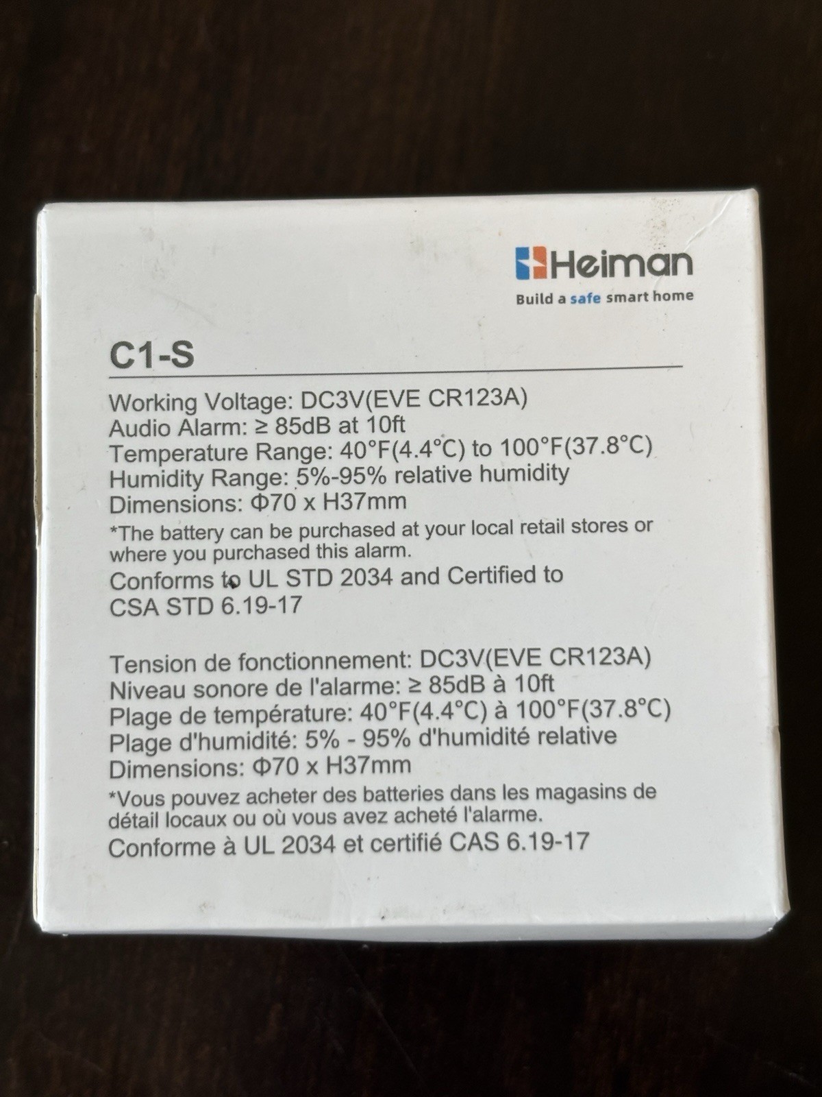 Heiman mini 3" Carbon Monoxide Detector, 1 Pack Standalone Model C1-S