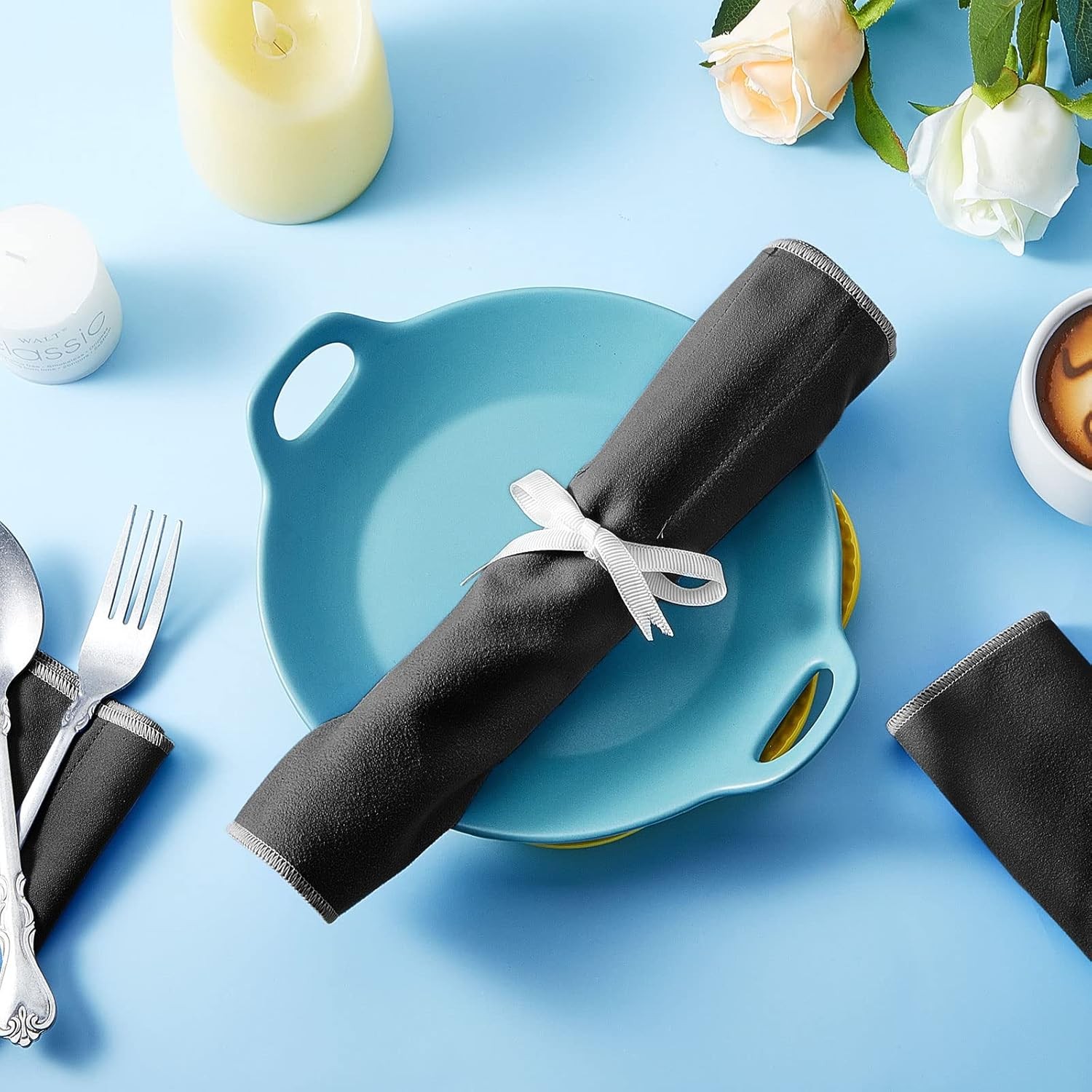 6 Pcs Anti Tarnish Silver Storage Bags Cloth Felt Flatware...