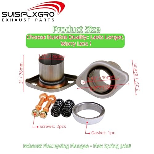 Exhaust Flex Spring Flanges 100% 409L Stainless, Spring Joint For 1.75"X6"