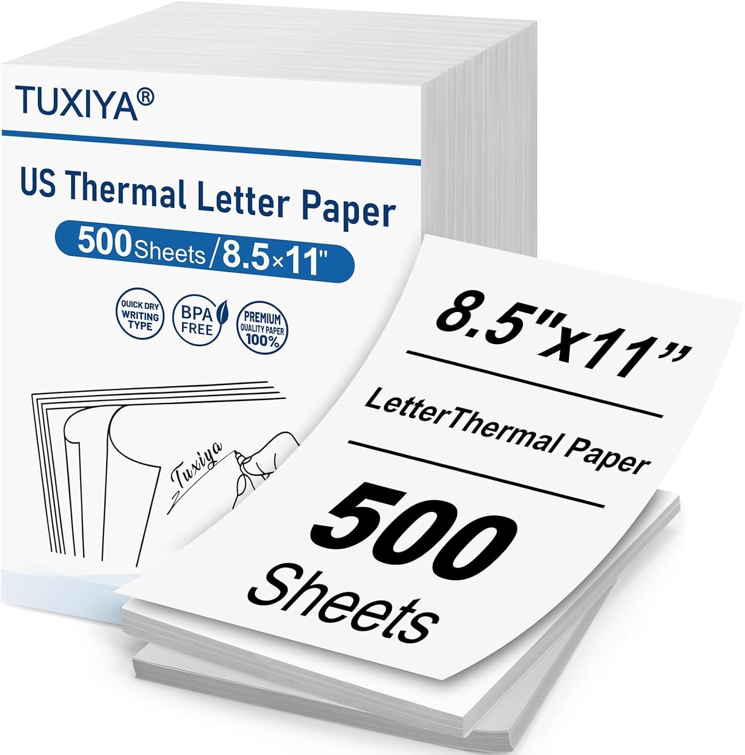 500 Sheets of 8.5x11 Inch BPA-Free Thermal Printer Paper - High Quality Printing