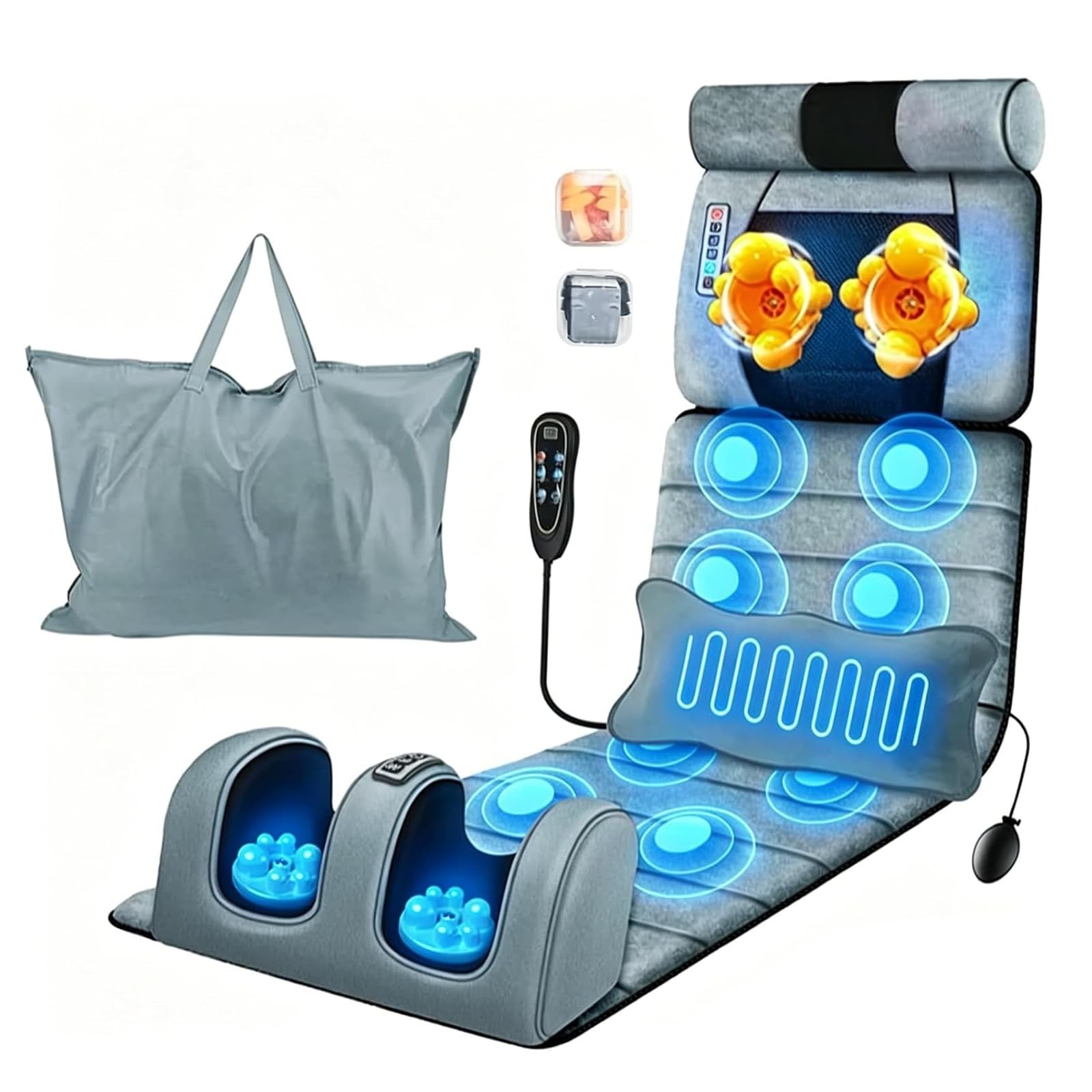 KOCASO Full Body Massage Mat with Heat, Electric Heated 76x20x6 in, Grey