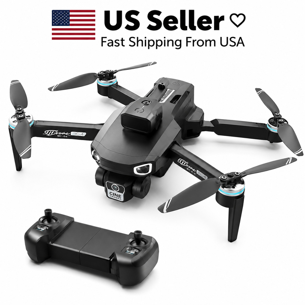 US Stock RC Drone with Camera Foldable Quadcopter Remote Control Black