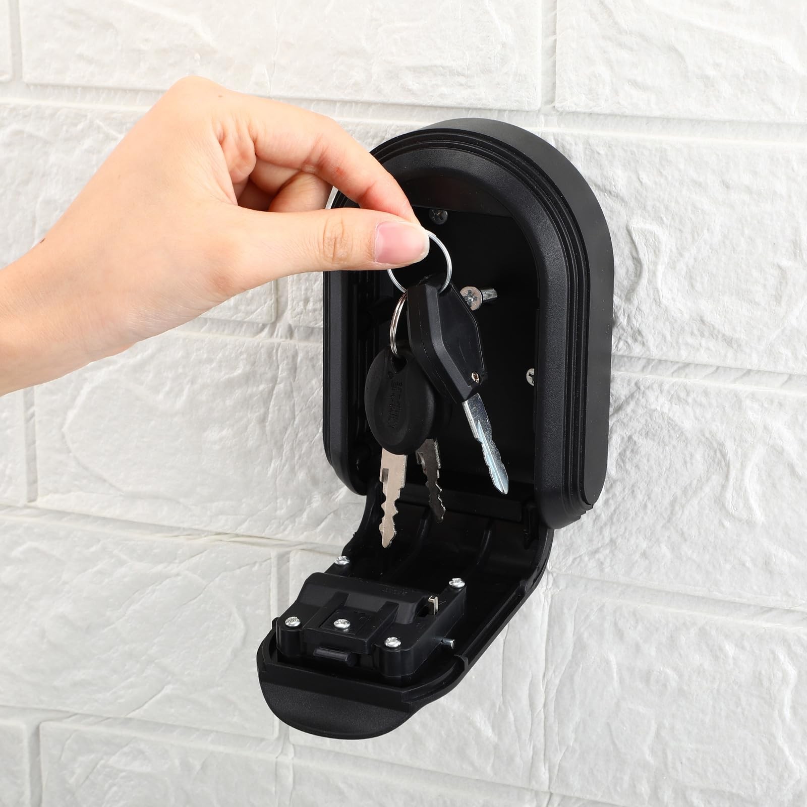 2 Pcs Lock Box for Keys with Code, Wall Mount Key Lock Box 4 Digit Combinatio...
