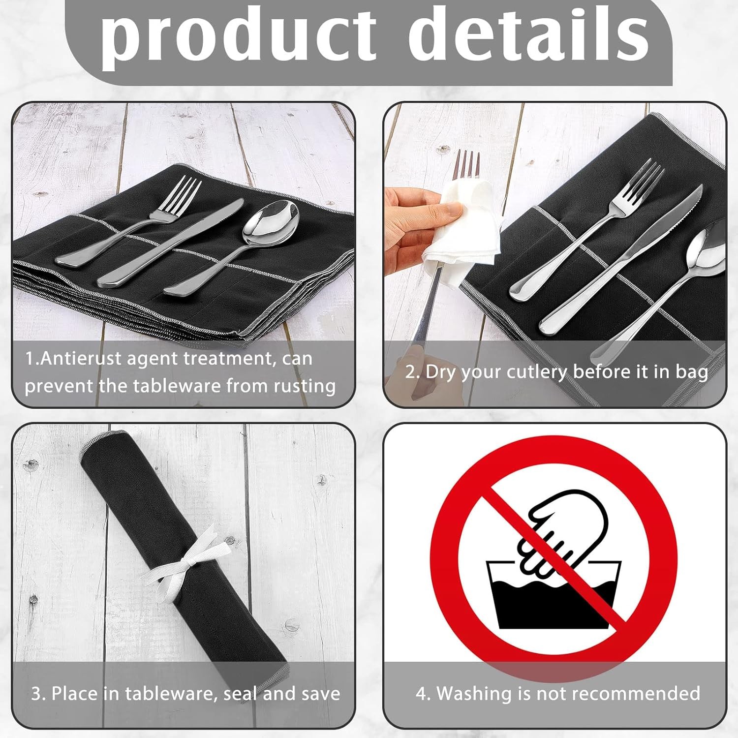 6 Pcs Anti Tarnish Silver Storage Bags Cloth Felt Flatware...