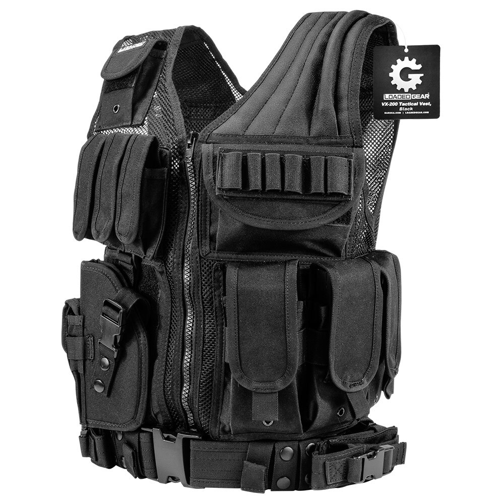 Barska VX-200 Black Tactical Vest Adjustable MOLLE Left Hand Holster Chest Rig