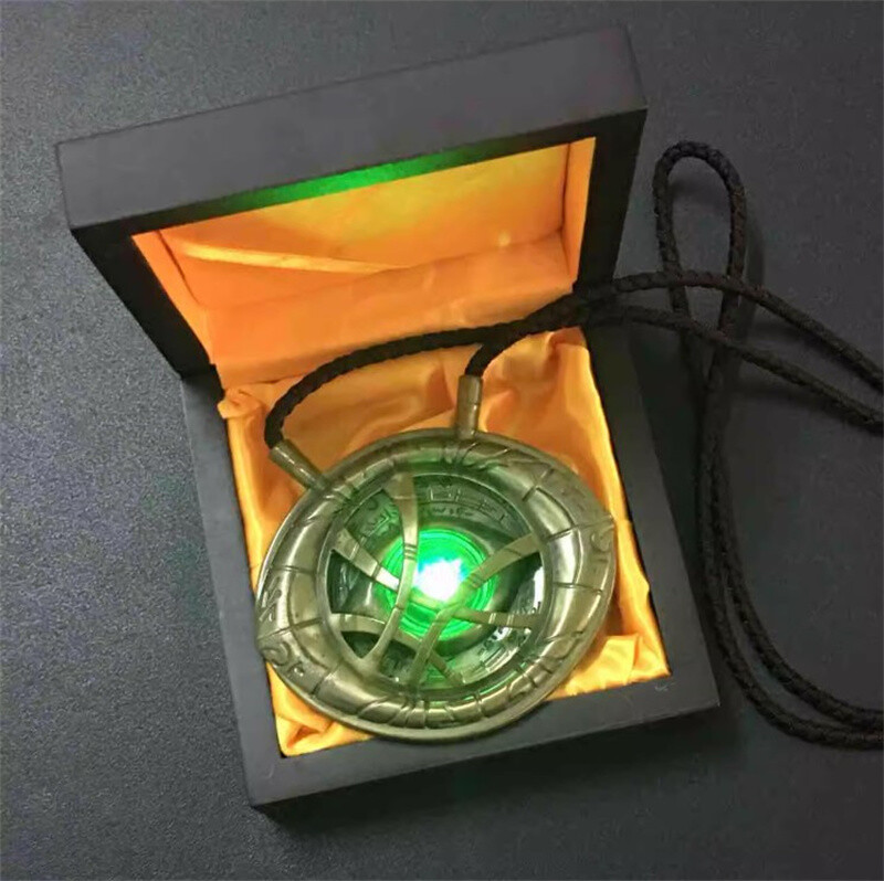 1:1 LED Light Dr. Doctor Strange Necklace Eye Agamotto Pendant Cosplay Prop Gift