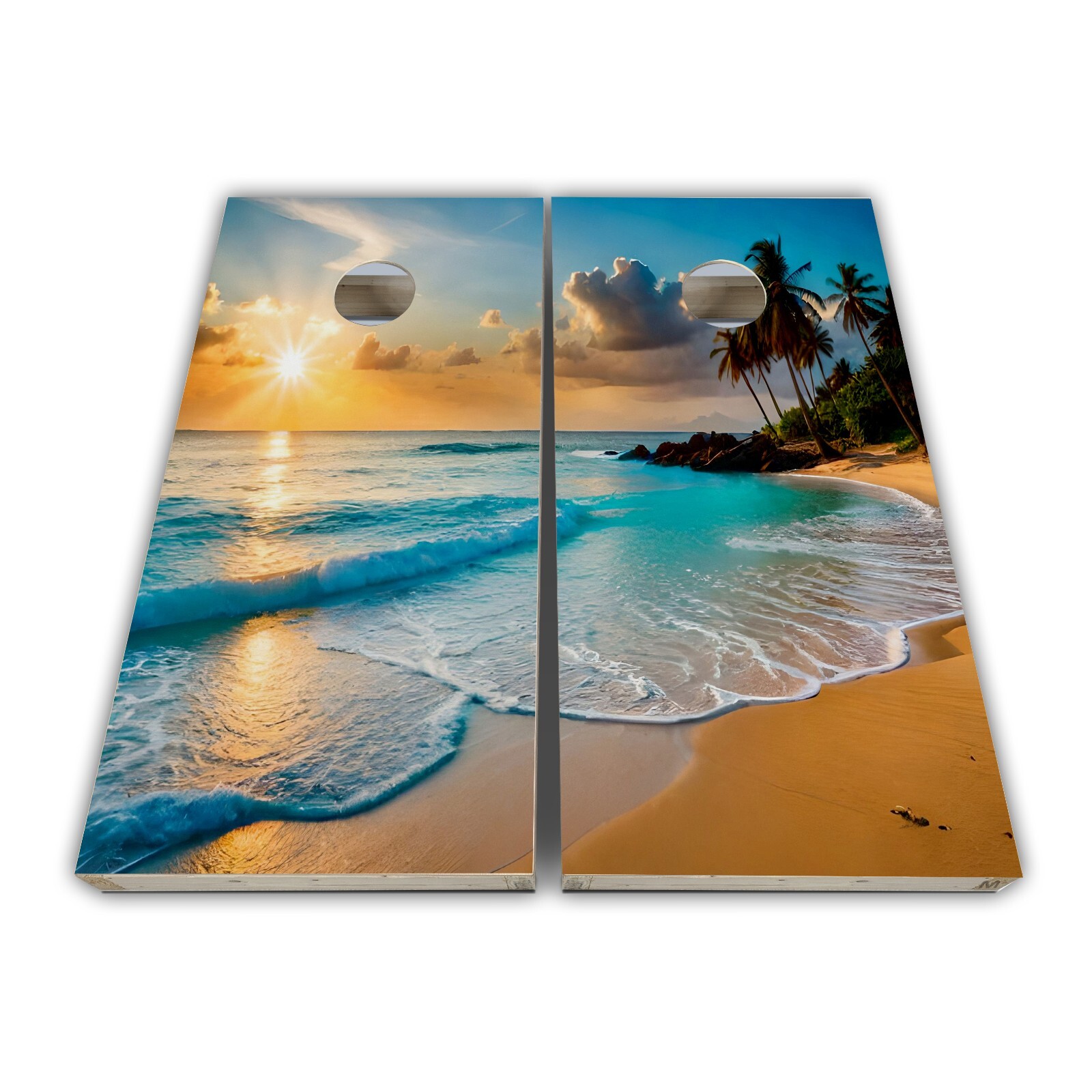 Beach Sunset Cornhole Board Wraps Skins Vinyl Laminated 3M