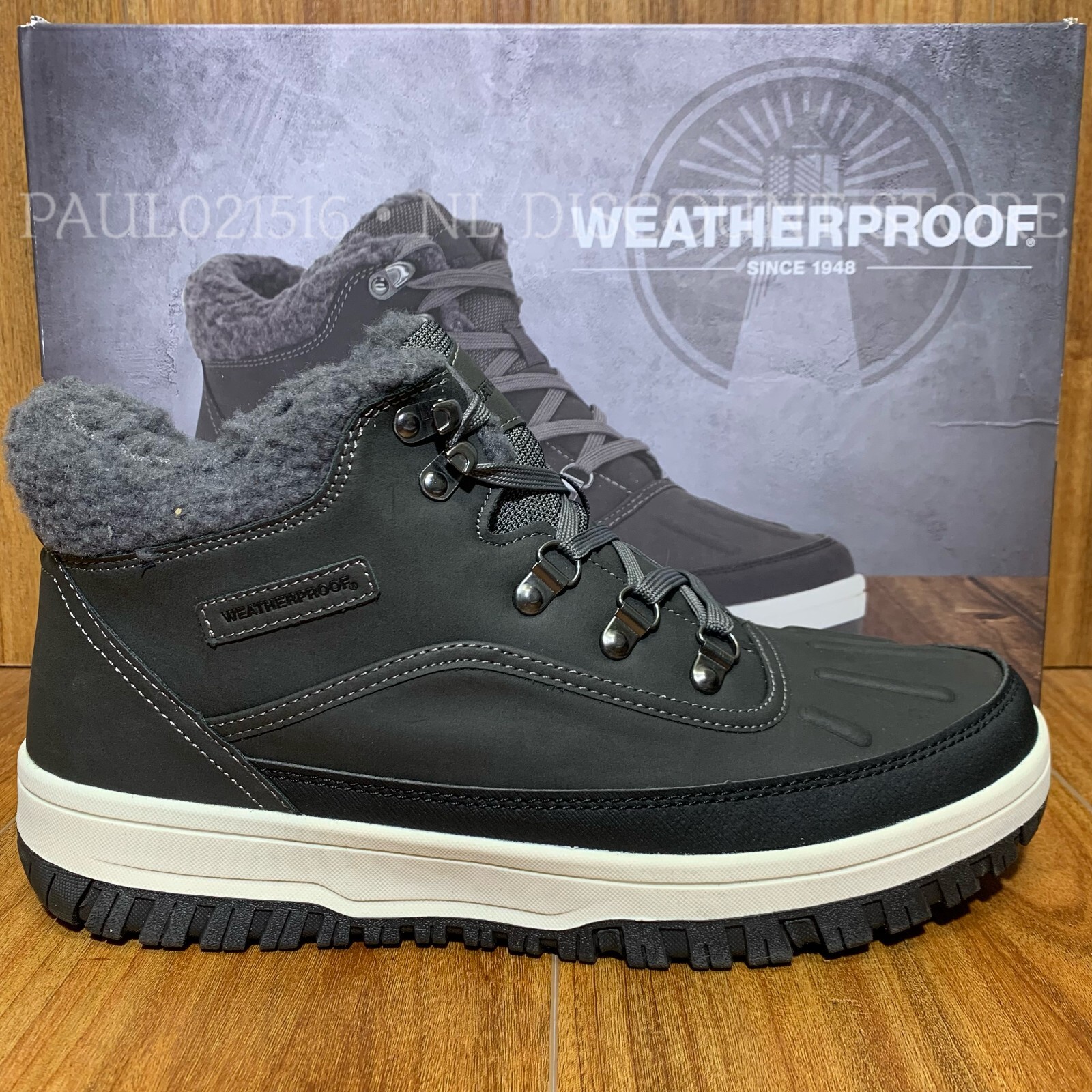 WEATHERPROOF Men's Slope Leather/Suede Work Boots ~ Gray ~ Select Size