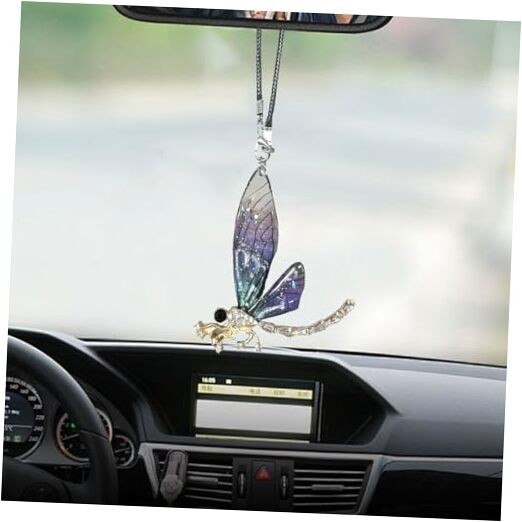 Dragonfly Car Pendant, Bling Crystal Diamond Suncatcher, Transparent Wing Blue