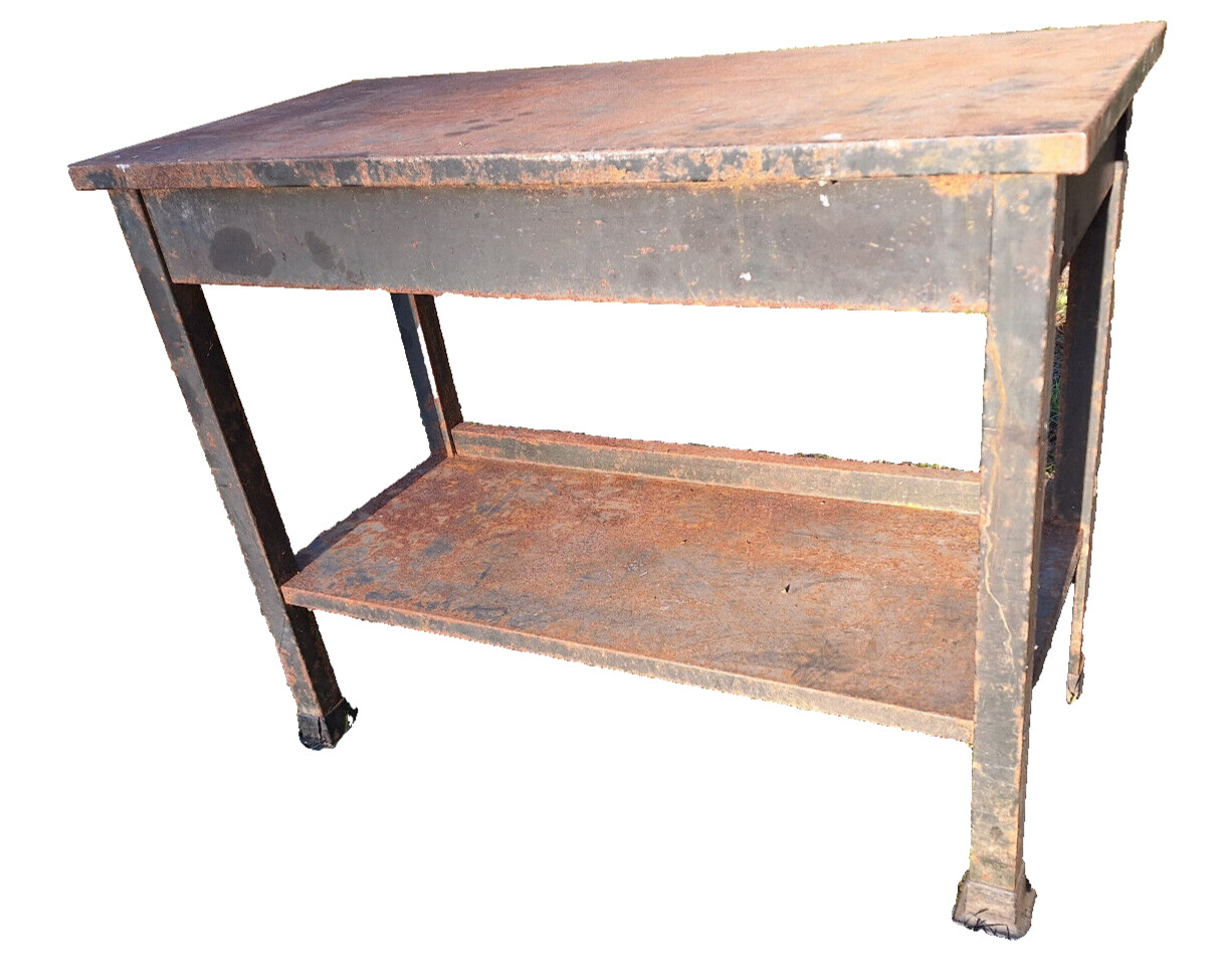 Table bench Industrial Workshop  Workbench Shop Vintage Green Paint