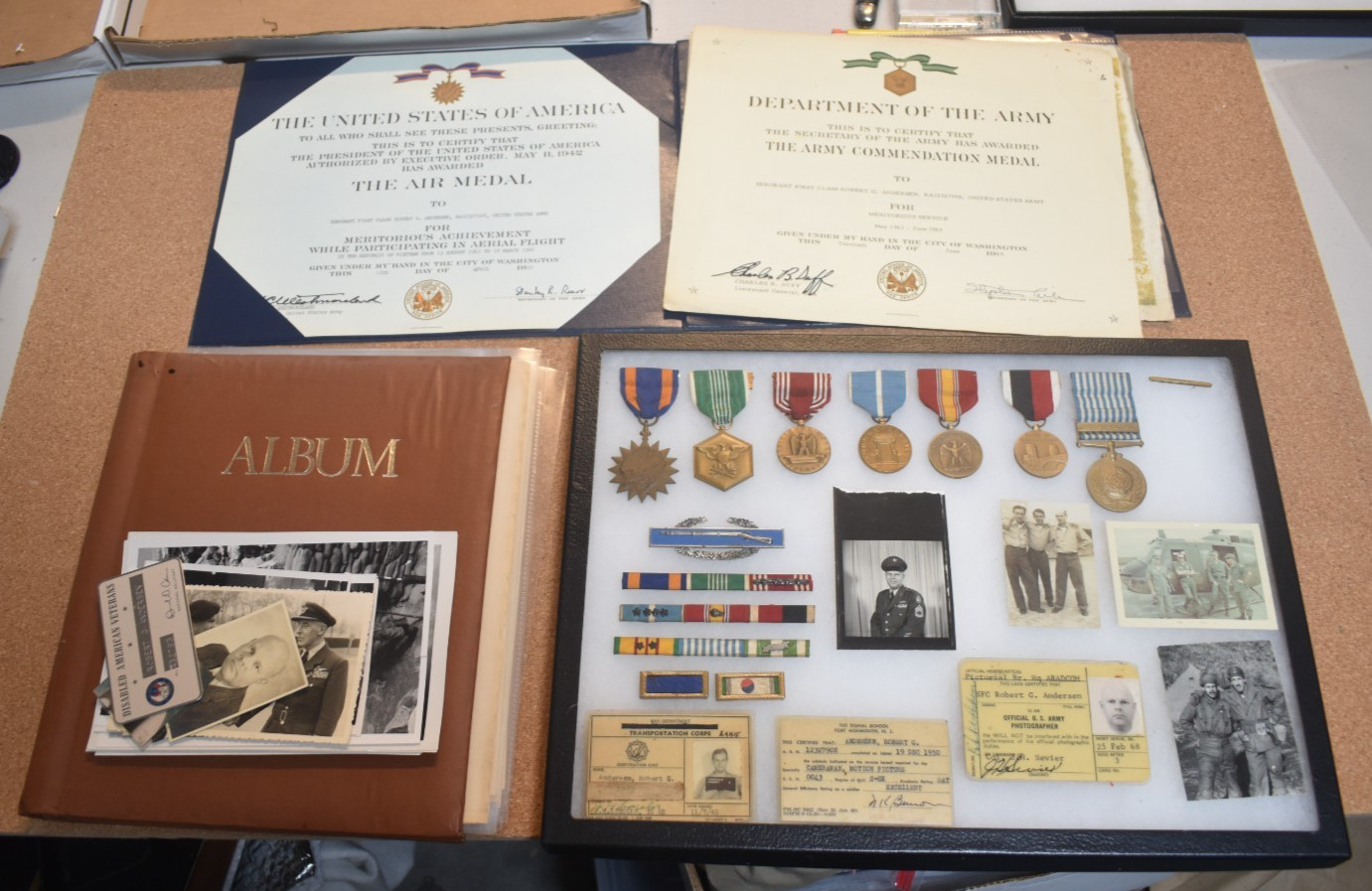 Early Vietnam/Korea/WW2 US Army Photographer, Medals, Album, Certificates