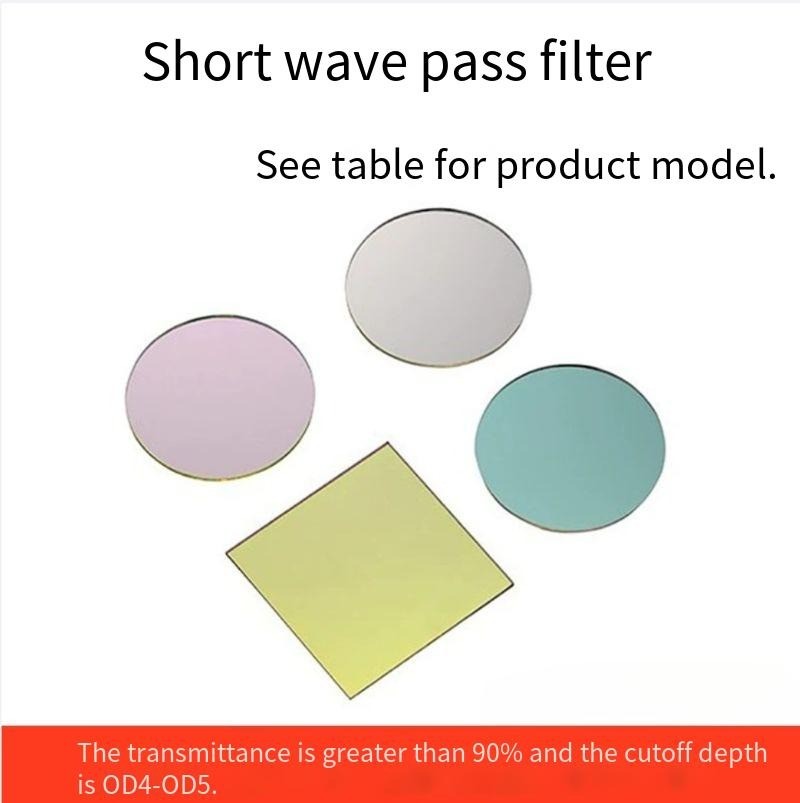 Short Wave Pass Optical Filter OD4-OD5 T 90% High Transmission High Rejection