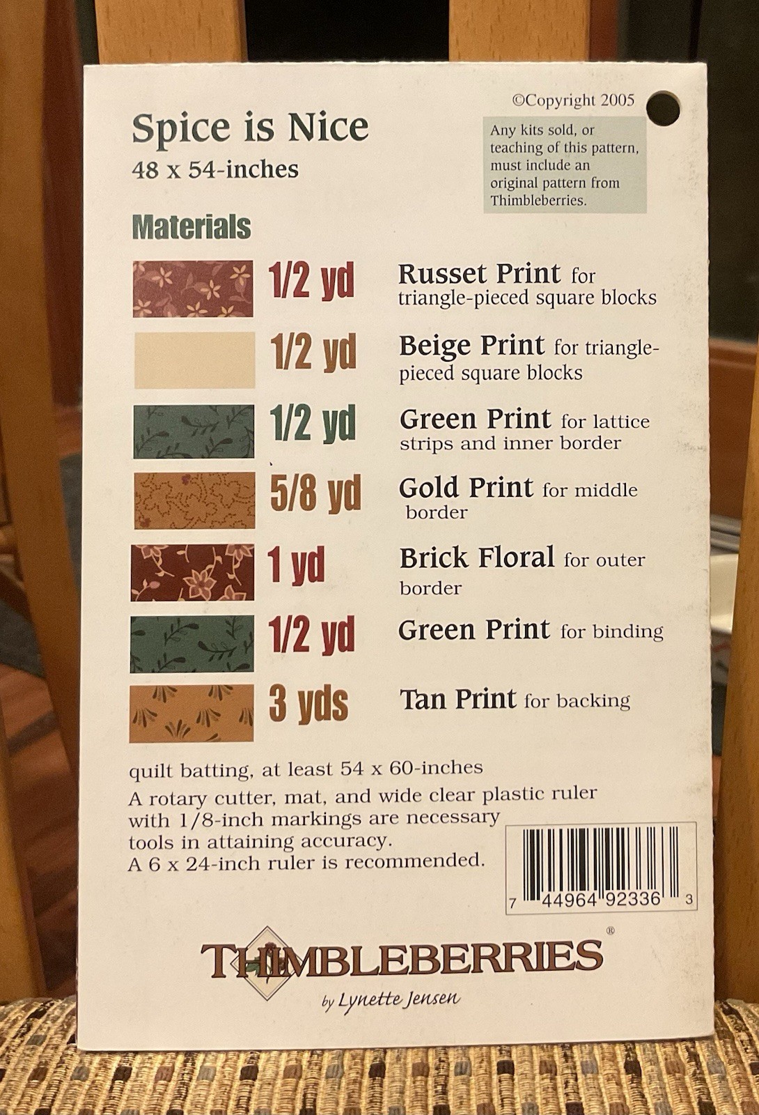 Jiffy Quilts by Thimbleberries "Spice is Nice" Pattern- 48" x 54"