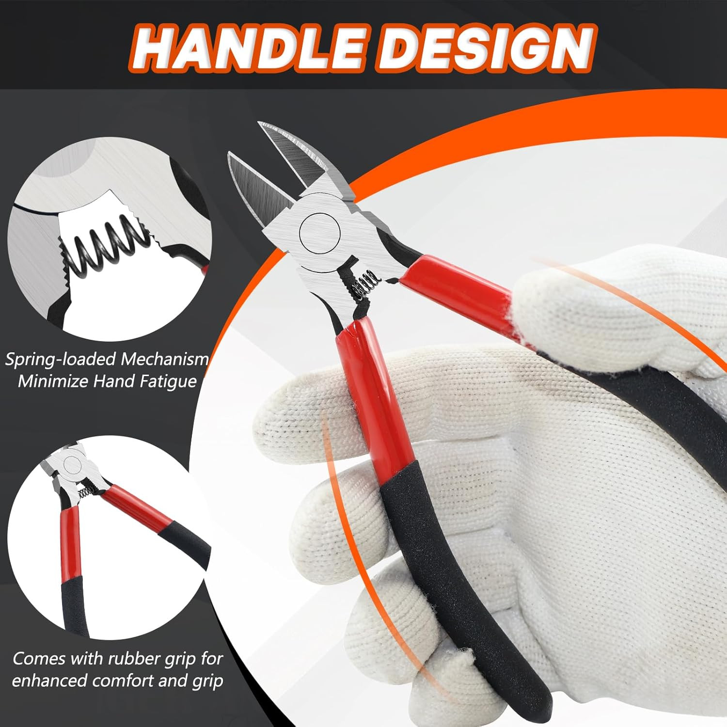 2PCS Wire Cutters Set 5" & 6" Flush Diagonal Pliers Spring Loaded High Carbon