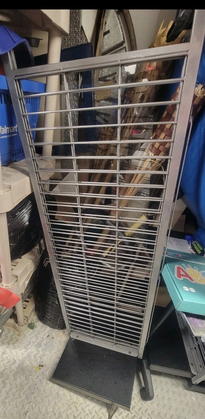Grid Wall Display Tower Rack Panel 4'x1.5' Floor Standing Solid Base Wheels lock