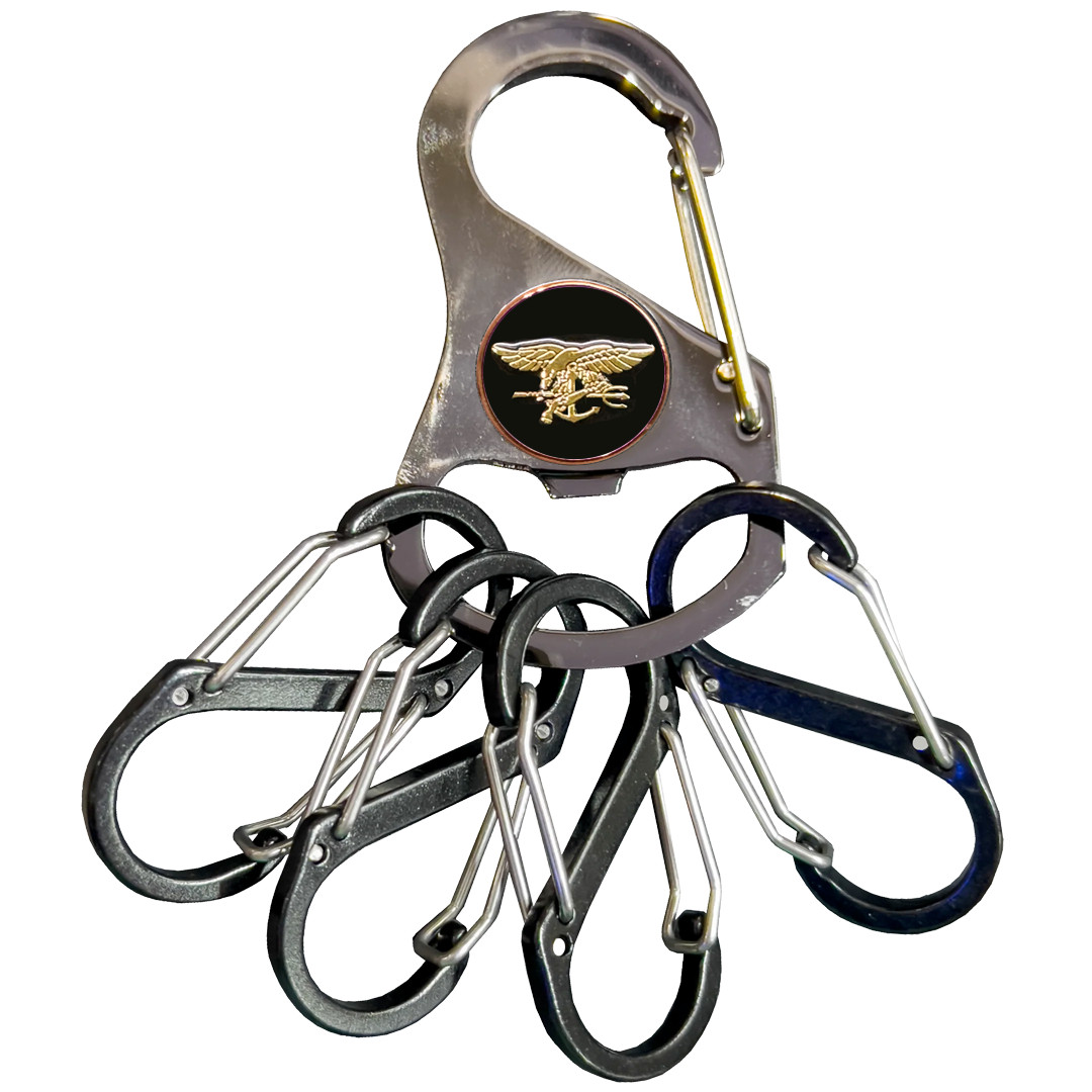 Navy Seal Team 6 Naval Special Warfare Trident Carabiner Keychain 4 carabiner cl