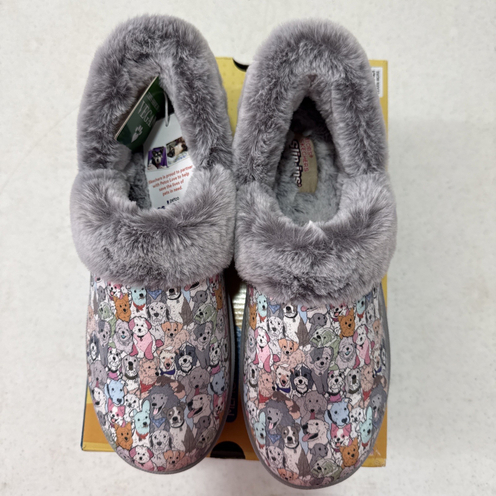 SKECHERS "BOBS" TOO COZY POOCH PARADE HOUSE SLIPPERS Womens 7.5