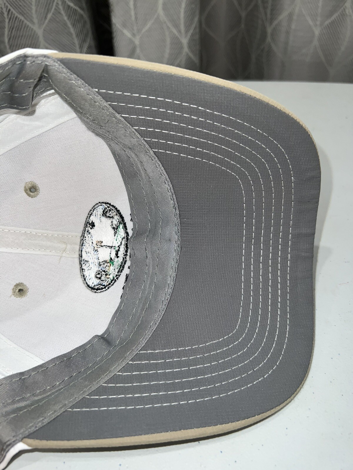 Bear Path Golf Course Embroidered Tan/White Mesh Trucker Hat Cap Hook Loop Adj
