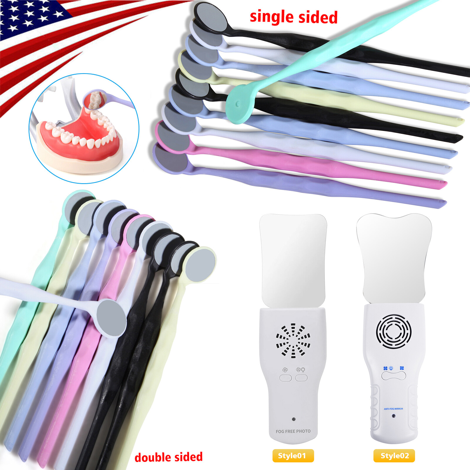 Occlusal Mirror Fog Free LED Intra Oral Photo /Mouth Mirrors Reflector MX Dental