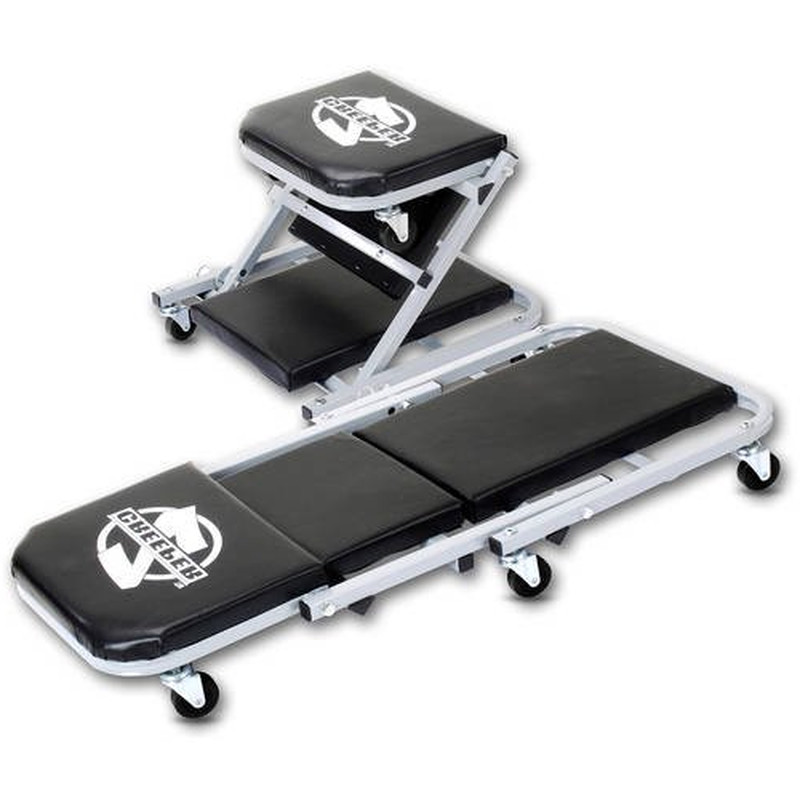 Foldable Z-Creeper Seat Roller Stool Rolling Mechanic Chair Garage Work Shop Car