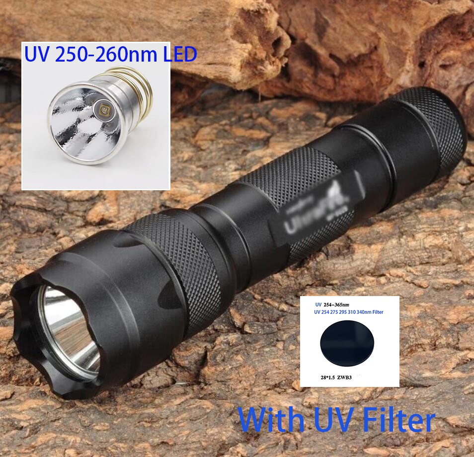 5W UV 255nm 275nm 310nm 340nm UV LED Short Wave Flashlight For Mineral Stone