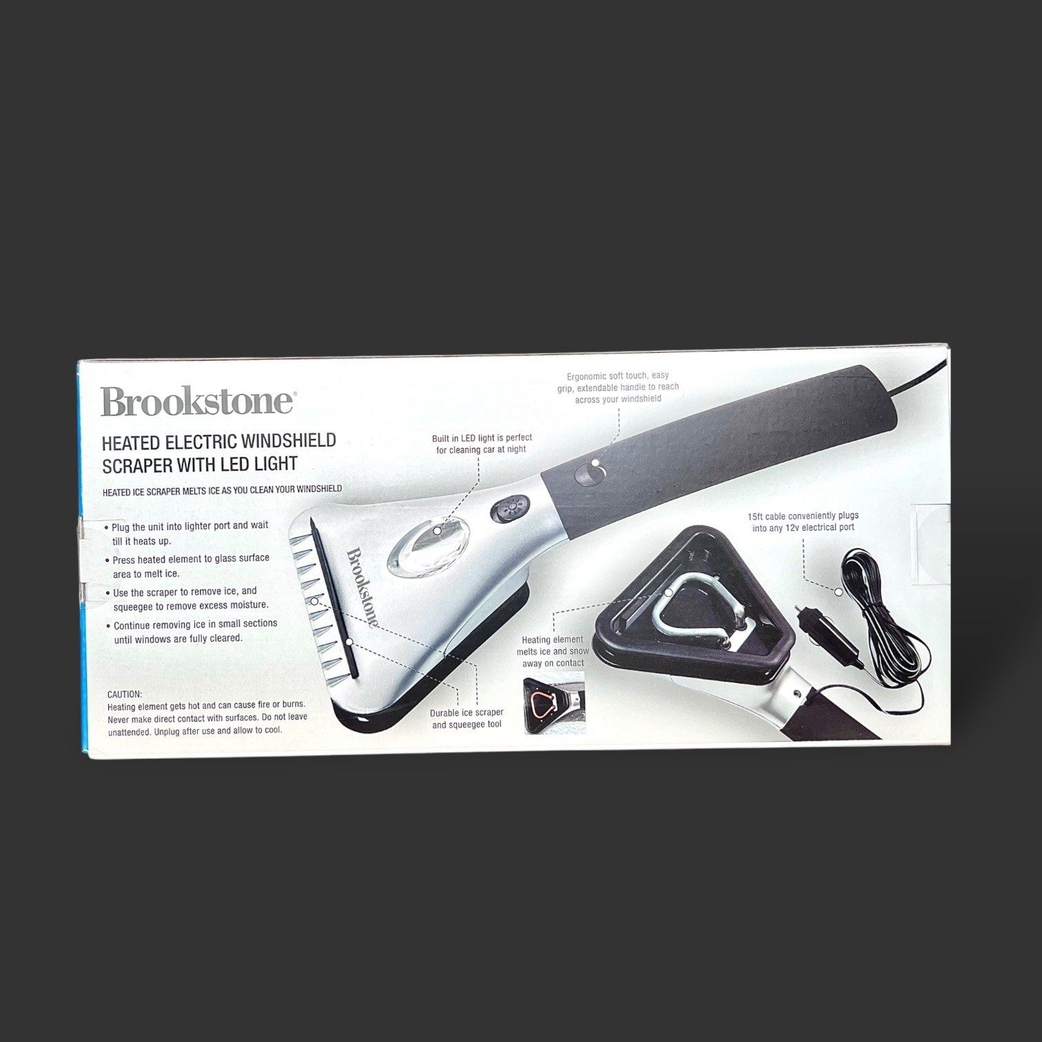 Brookstone LED Heated Ice Scraper 12 V