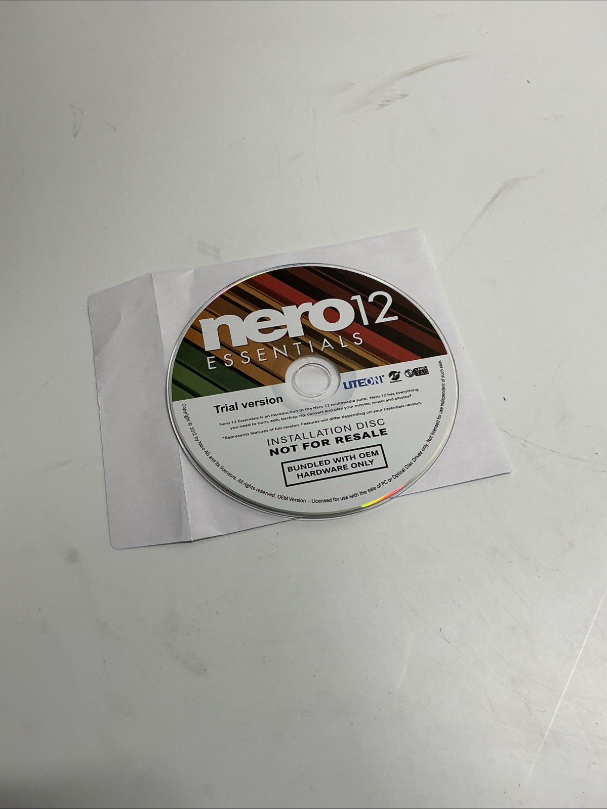 Nero 12 Essentials 2012 Trial Version Disc Only CD AA-949