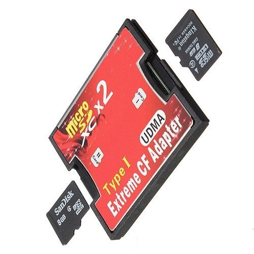 DUAL PORT MICRO SD/SDXC TF TO COMPACT FLASH CF TYPE 1 MEMORY CARD READER ADAPTER