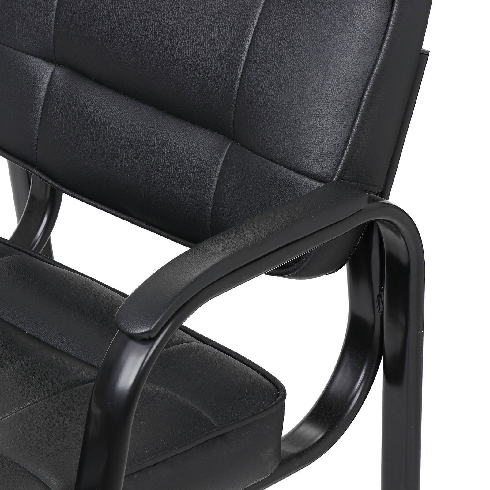 4pcs Black Leather Guest Chair Reception Waiting Room Office Desk Side Indoor